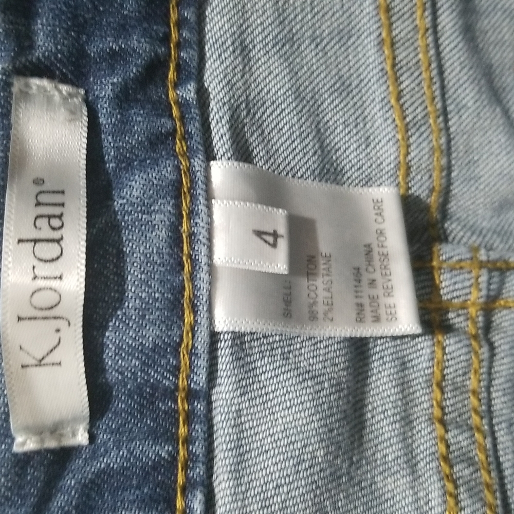 K Jordan Womens Skinny Jeans Blue Paisley Distressed Faded size 4